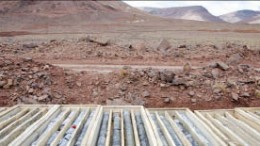 Core boxes at the Caspiche project in northern Chile's Maricunga gold district. Credit: Exeter Resource.
