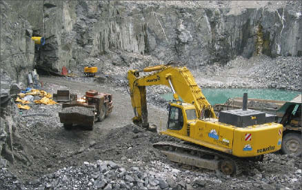 Miners loading ore from underground mining at Gold-Ore Resources' Bjorkdal gold mine in Sweden. Gold-Ore Resources