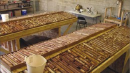 In the core shack at Midway Gold's Pan gold project in White Pine County, Nevada. Photo by Midway Gold