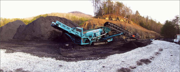 Material passes through a screening machine at NovaDx's Rex coal mine in Campbell County, northeastern Tennessee. Photo by NovaDx Ventures