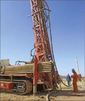 Drillers at La Mancha Resources' Hassai project in Northern Sudan. Photo by La Mancha Resources