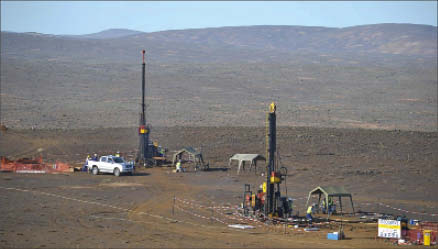 Diamond drill rigs set up at Frontier Rare Earths' Zandkopsdrift rare earth element project in South Africa. Photo by Frontier Rare Earths