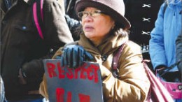 Protesters opposed to God's Lake Resources' drilling in northern Ontario gathered outside the PDAC convention in Toronto earlier this month. Photo by Allan Lissner