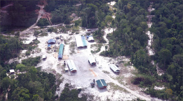 An aerial view of the camp at First Bauxite's Bonasika bauxite project near Guyana's coast. Photo by First Bauxite