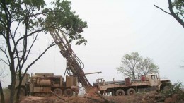 Drillers by a rig at African Gold Group's Kobada gold project in Mali's Kangaba region. Photo by African Gold Group