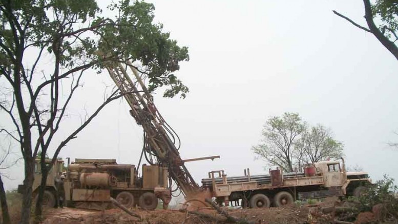 Drillers by a rig at African Gold Group's Kobada gold project in Mali's Kangaba region. Photo by African Gold Group