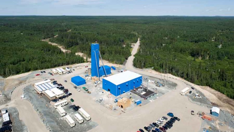 An aerial view of the headframe and surface facilities at Lake Shore Gold's Timmins West gold mine in Ontario. Photo by Lake Shore Gold