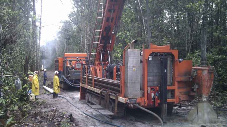 Drillers at Azimuth Resources' West Omai gold project in Guyana, 150 km southwest of the capital Georgetown. Photo by Azimuth Resources