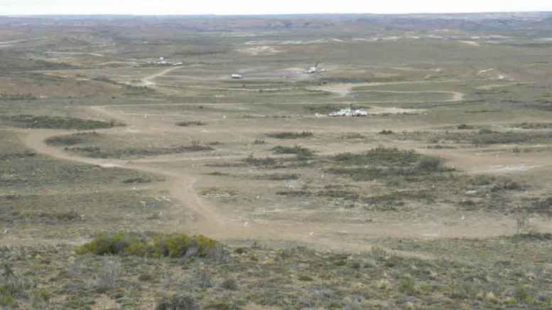 Drill rigs at Extorre Gold Mines' Cerro Moro gold-silver project in Argentina's Santa Cruz province. Photo by Extorre Gold Mines