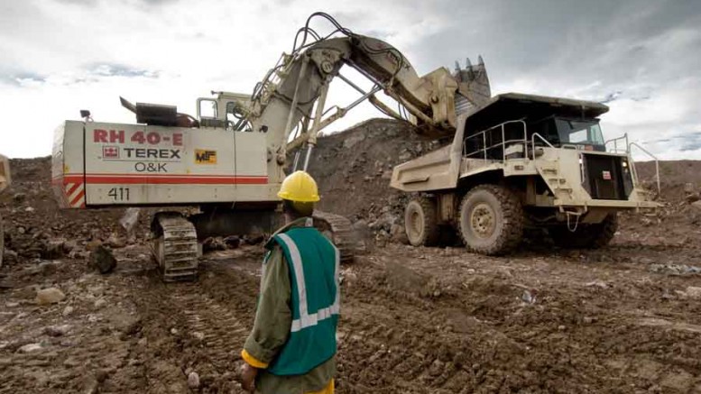 A miner in Katanga Mining's Musonoie-T17 open pit copper mine in the Democratic Republic of the Congo. Photo by Katanga Mining