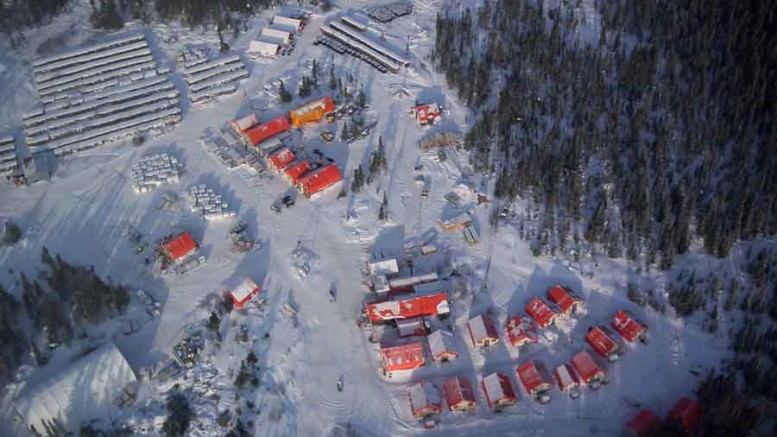 An aerial view of the camp at Mega Precious Metals' Monument Bay gold project, 570 km northeast of Winnipeg, Manitoba. Photo by Mega Precious Metals