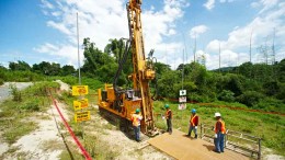 Drillers at Crazy Horse Resources' Taysan copper project in the Philippines, 100 km south of Manila. Photo by Crazy Horse Resources