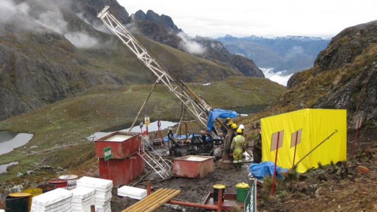 Drillers at work at Lupaka Gold's flagship Crucero gold project in Peru 850 km southeast of the capital Lima. Photo by Lupaka Gold