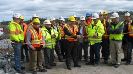 Wesdome Gold Mines CEO Donovan Pollitt cuts the ribbon at the Mishi gold mine opening in Wawa, Ontario. Photo by Alisha Hiyate