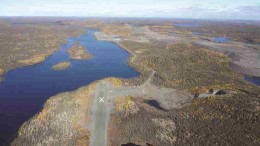 A view of the airstrip at the Colomac project, part of Nighthawk Gold's Indin Lake gold property in the Northwest Territories 220 km north of Yellowknife. Photo by Nighthawk Gold