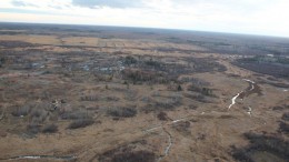 An aerial view of the landscape at Rainy River Resources' eponymous gold project in northwestern Ontario. Photo by Rainy River Resources