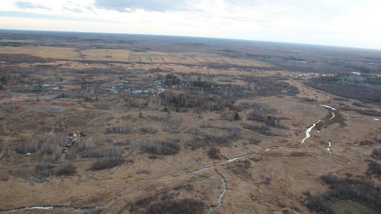 An aerial view of the landscape at Rainy River Resources' eponymous gold project in northwestern Ontario. Photo by Rainy River Resources