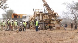 Drillers in action at Riverstone Resources' Karma gold project in Burkina Faso. By Riverston Resources.