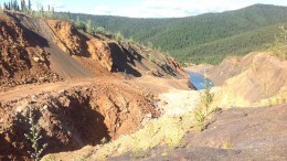 The Moosehead pit at the Brewery Creek project, which was mined near the end of past operations in the early 2000s. Photo by Matthew Keevil