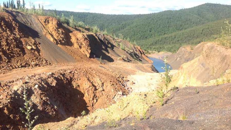 The Moosehead pit at the Brewery Creek project, which was mined near the end of past operations in the early 2000s. Photo by Matthew Keevil