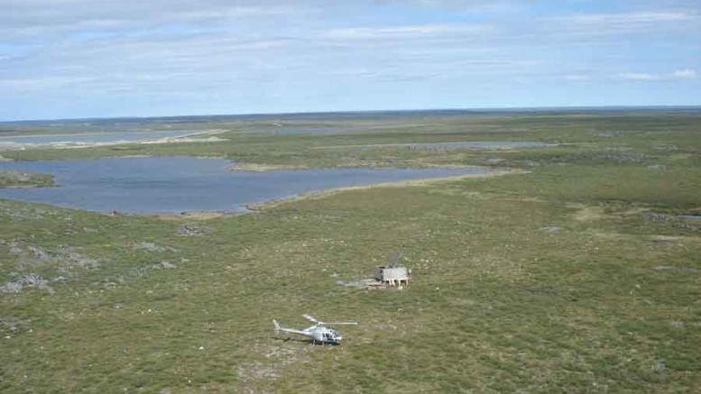 A chopper and drill rig at the Walsh Lake zone at Seabridge Gold's Courageous Lake project in the Northwest Territories, 240 km northeast of Yellowknife. Source: Seabridge Gold