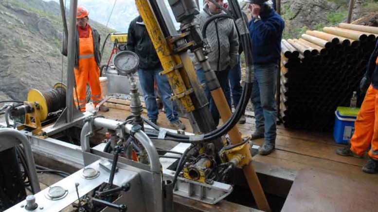 Tirex Resources CEO Bryan Slusarchuk (second from right) on a drill platform in the Letitna area of the Mirdita volcanogenic massive sulphide project in Albania. Source: Tirex Resources