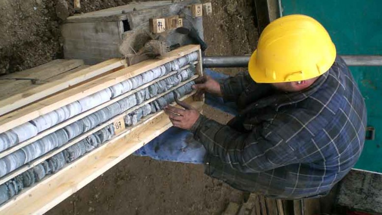 A worker handles core at Yellowhead Mining's Harper Creek copper-gold-silver project in B.C. Source: Yellowhead Mining