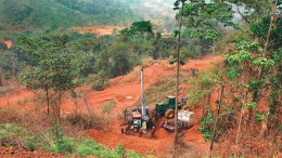 Drillers at Amara Mining's Baomahun gold project ,180 km east of Freetown, Sierra Leone. Source: Amara Mining