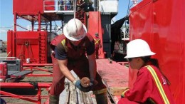 Drillers at Western Potash's Milestone potash project in Saskatchewan, 30 km southeast of Regina. Source: Western Potash