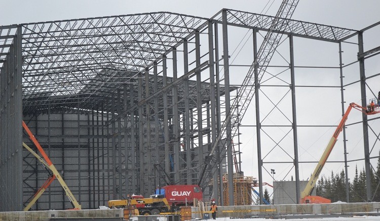 A processing plant under construction in February 2012, at Canada Lithium's Quebec Lithium project near Val-d'Or. Source: Canada Lithium