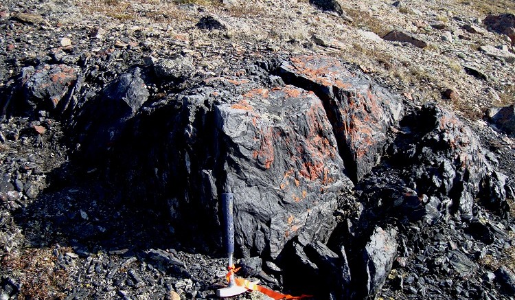 Outcropping of banded iron formation found at Advanced Explorations' Tuktu 1 deposit. Source: Advanced Explorations