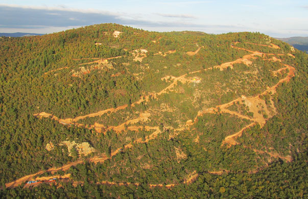 An aerial view of Pilot Gold's Kucukdag (KCD) target at TV Tower. Source: Pilot Gold