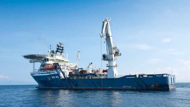 An exploration vessel at Nautilus Minerals' Solwara 1 underwater project in 2010. Source: Nautilus Minerals