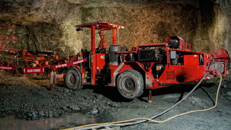 A worker on a piece of mine-development equipment at Brigus Gold's Black Fox gold mine in Timmins, Ontario. Source: Brigus Gold