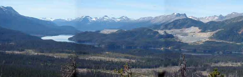 A view of the Huckleberry copper mine on the middle right with Gold Reach Resources' Ootsa copper-gold property in the left foreground, in northwest British Columbia. Source: Gold Reach Resources