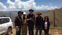 All smiles at Panoro Minerals' Cotabambas copper project in Peru, from left: Yves Barsimantov, vice-president of operations; a local employee; David Huber, CFO; Luquman Shaheen, CEO; and Adriana Luque, community relations manager. Photo by Matthew Keevil