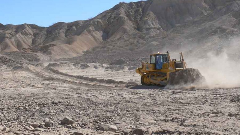 A bulldozer at Baja Mining's Boleo copper-cobalt-zinc project in Mexico. The project experienced significant cost overruns in 2012.  Source: Baja Mining