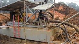 A worker on a dredge pump at Sacre-Coeur Minerals' Million Mountain gold project in Guyana. Source: Sacre-Coeur Minerals
