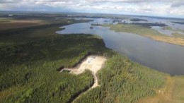 Aerial view of Foran's McIlvenna Bay exploration camp in Saskatchewan.