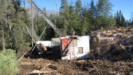 Drillers working at Transition Metals' Haultain gold project, near Gowganda, 125 km south of Timmins. Source: Transition Metals