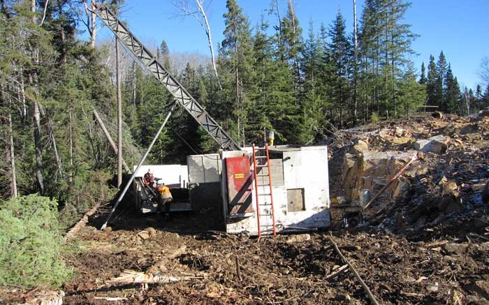 Drillers working at Transition Metals' Haultain gold project, near Gowganda, 125 km south of Timmins. Source: Transition Metals