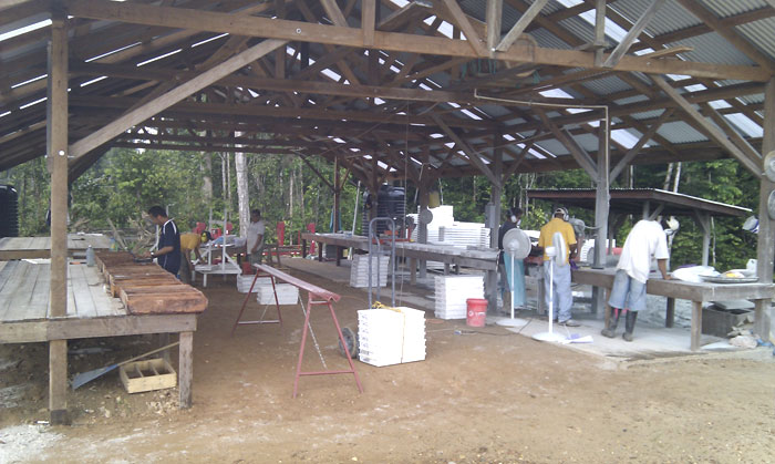 Workers process core at Azimuth Resources' West Omai gold project, 180 km southwest of Georgetown, Guyana. Source: Azimuth Resources