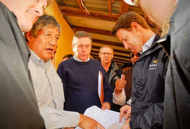 Former Barrick CEO Aaron Regent reviews operations in Chile. Source: Barrick Gold