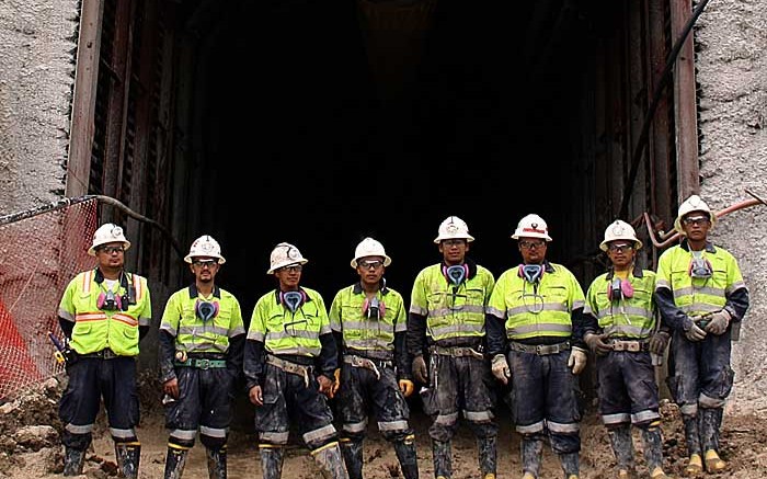 Miners pose for a photo at Tahoe's flagship Escobal silver project in  Guatemala. Source: Tahoe Resources