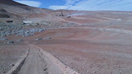 A drill rig in the a distance at Coro Mining's Berta copper project in Chile. Source: Coro Mining