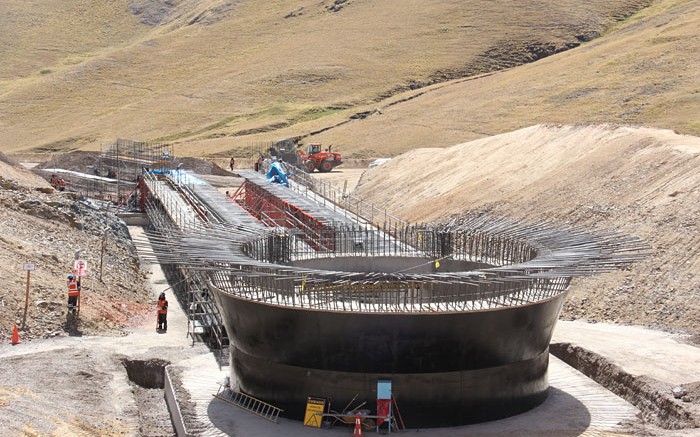 A tailings thickener under construction at Hudbay Minerals' Constancia copper-molybdenum-silver project in southeastern Peru. Source: Hudbay Minerals