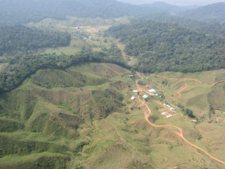 An aerial shot of Touchstone's camp at the Segovia gold project in north-western Colombia.