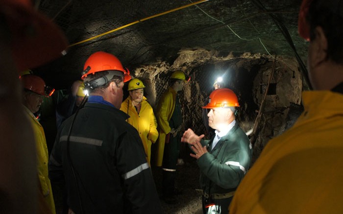 Herv Thiboutot, Integra Gold senior VP of exploration, leads a tour of the historic Lamaque gold mine in Quebec. Source: Integra Gold