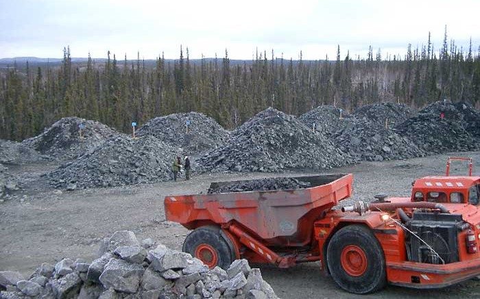 A truck hauls ore at Fortune Minerals' NICO gold-cobalt-bismuth-copper project in the Northwest Territories during test mining conducted in 2006 and 2007. Source: Fortune Minerals