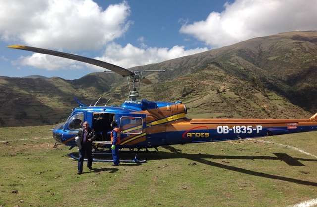 Landing at Panoro Minerals' Cotabambas copper project in Peru in late 2012. Photo by Matthew Keevil.